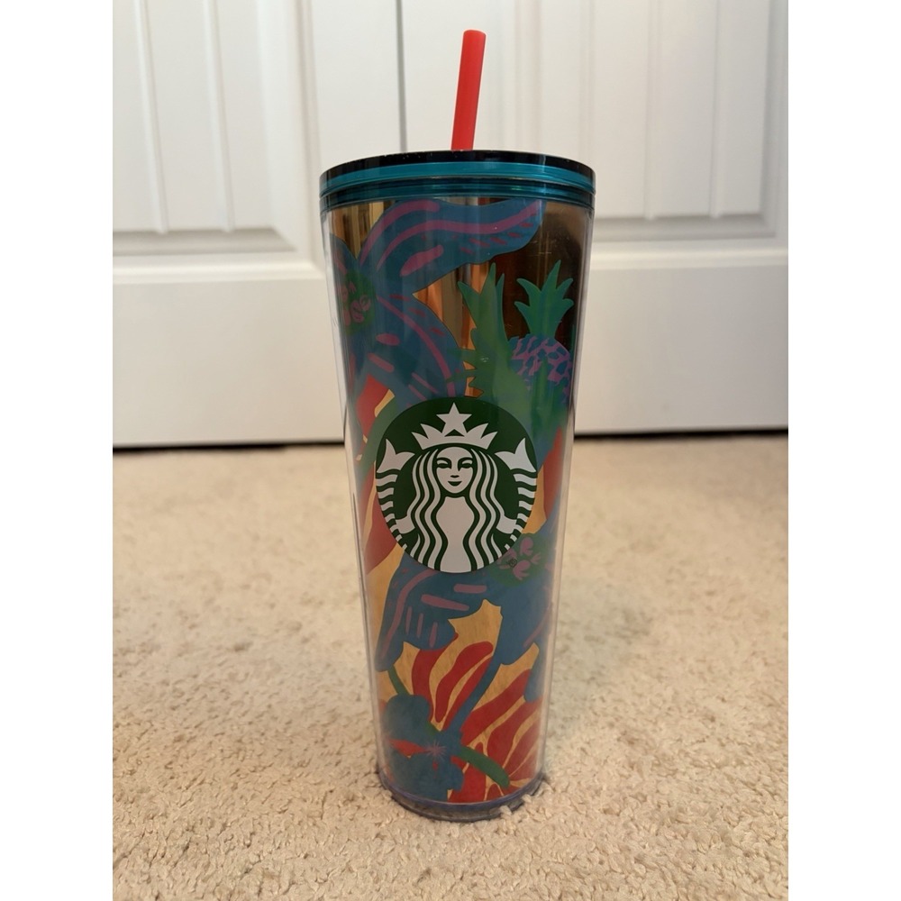 Starbucks 2022 Forest Dream Aqua Terra Floral Cold Cup Tumbler Venti 24oz